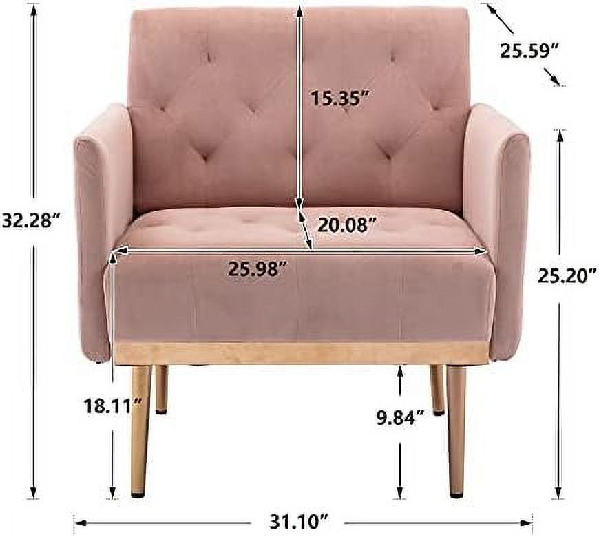 Pink Velvet Single Sofa with Rose Golden Metal Legs J8908