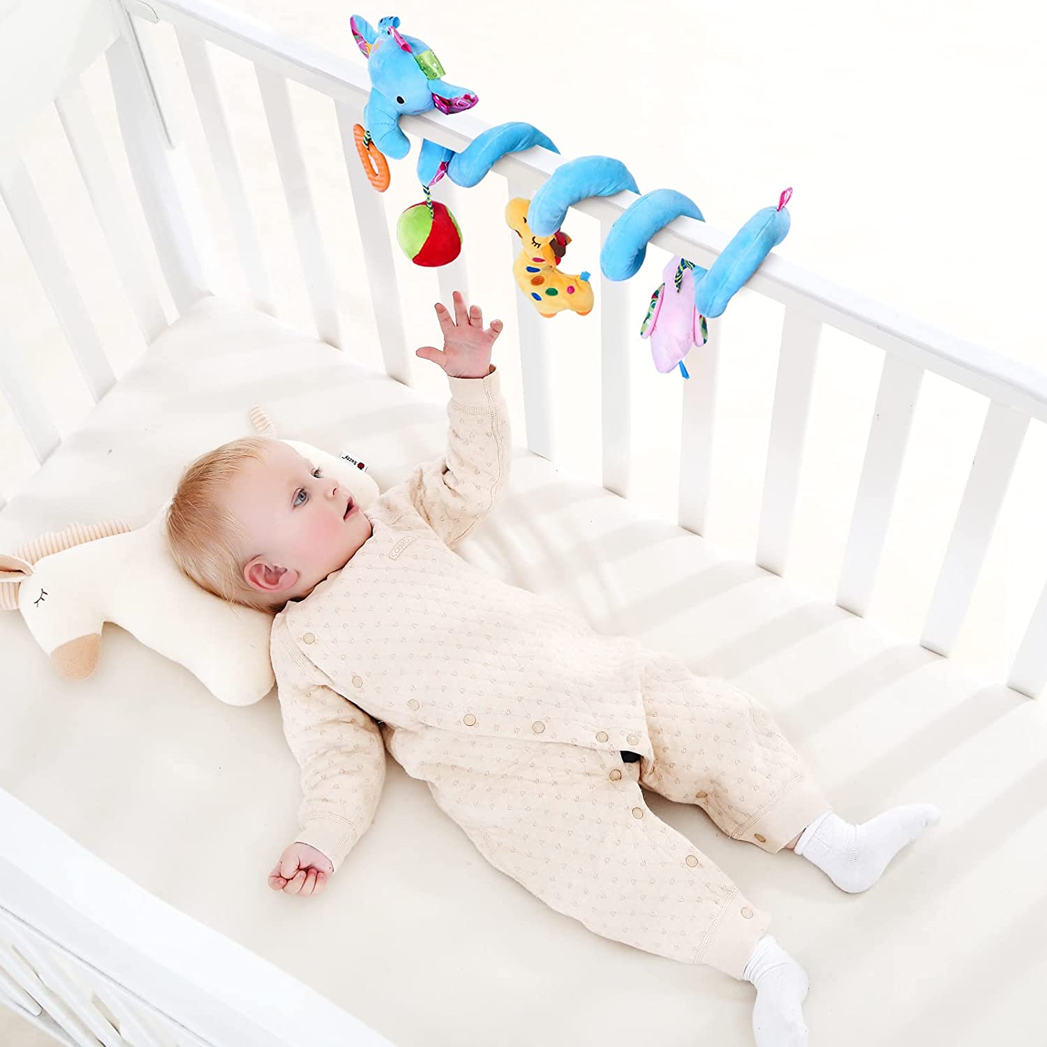 Blue Elephant Hanging Plush Rattle Crib Toy W963