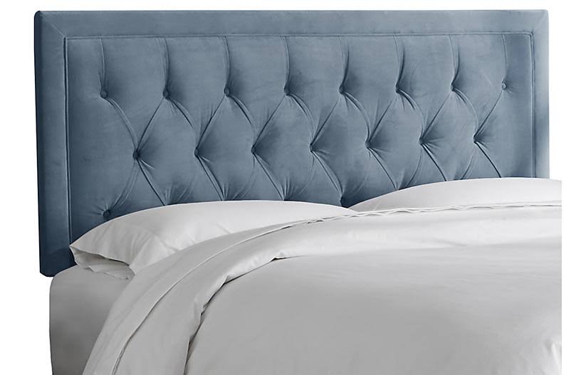 Blue Velvet Tufted Headboard Cal King Y5874