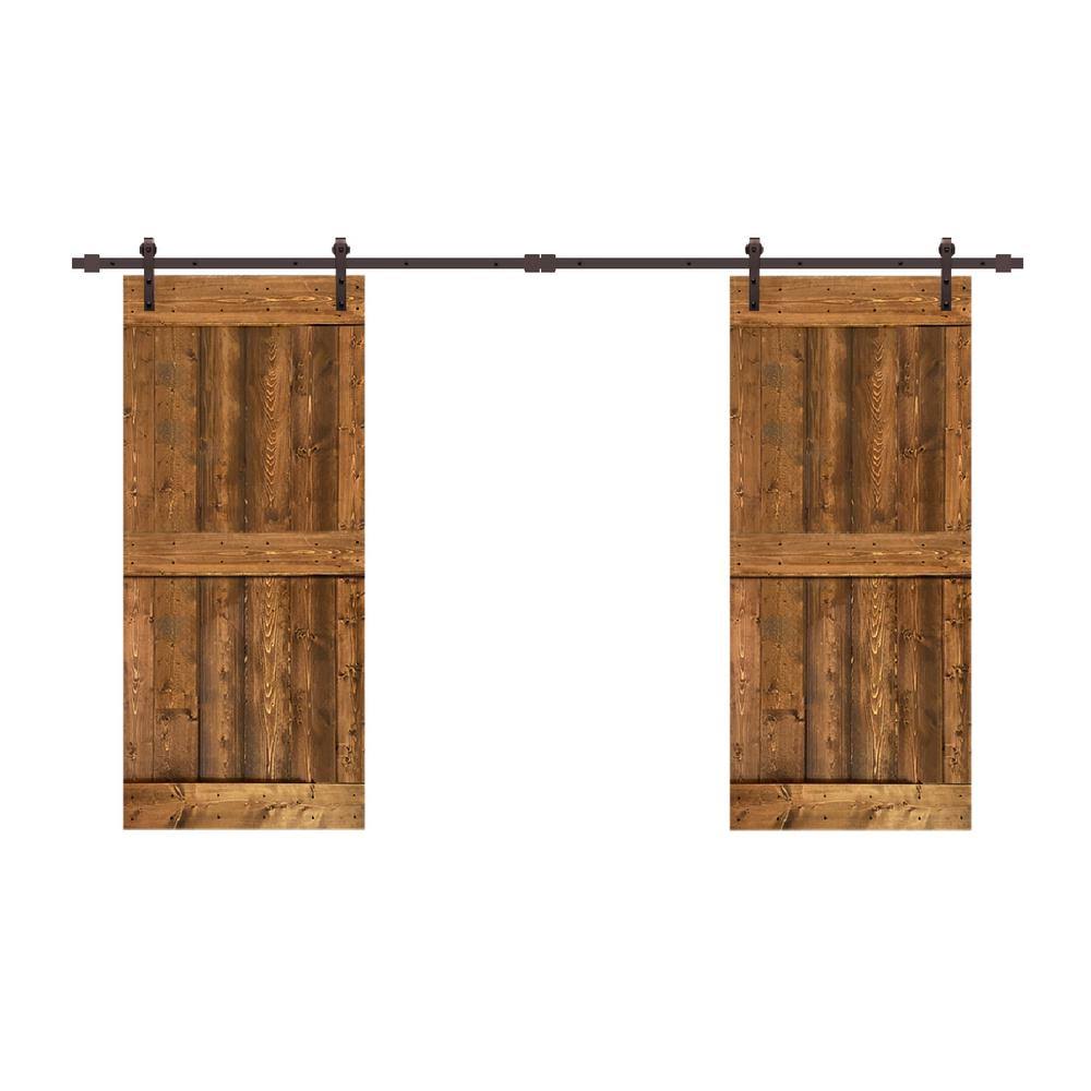 Walnut 48 x 84 Double Barn Door with Hardware Kit E710
