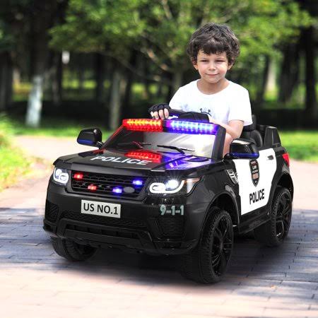 Black 12V Electric Police Car Ride on Toy with Remote Control Z5390