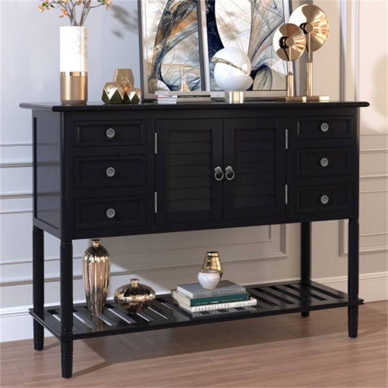 Clear Console Table with 6 Drawers and 1 Shelf U9083