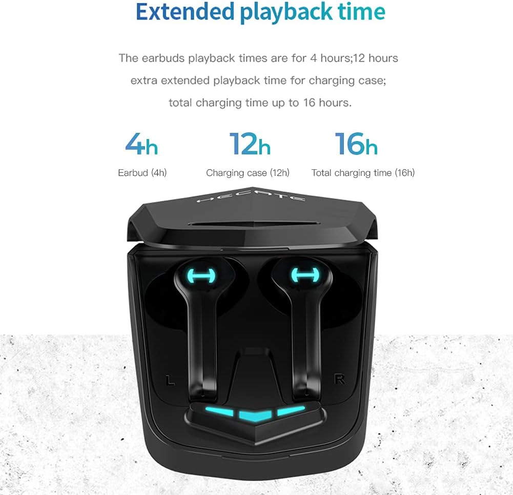 Black TWS Bluetooth 5.0 Waterproof Earbuds with Mic T23771
