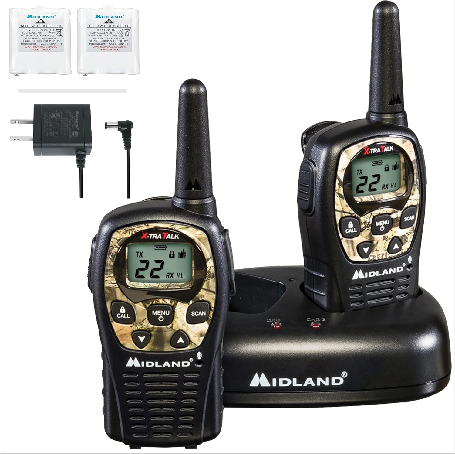22 Channel FRS Walkie Talkies, Mossy Oak Camo, 2-Pack B136