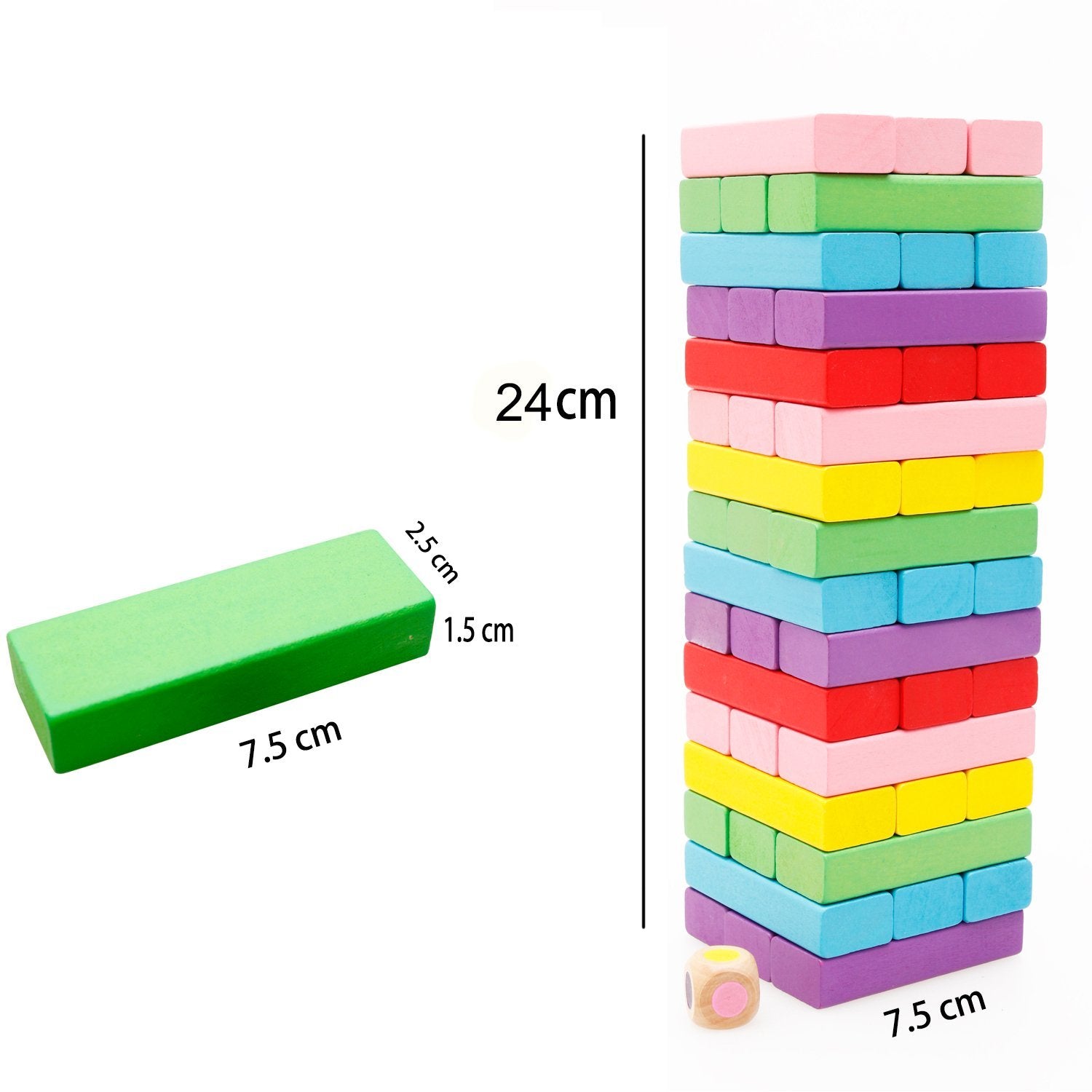 48 Pieces Wooden Stacking Board Games Building Blocks U38151