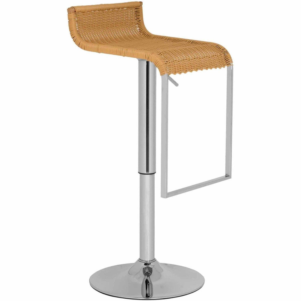 Chrome Steel Barstool with Natural Wicker J447