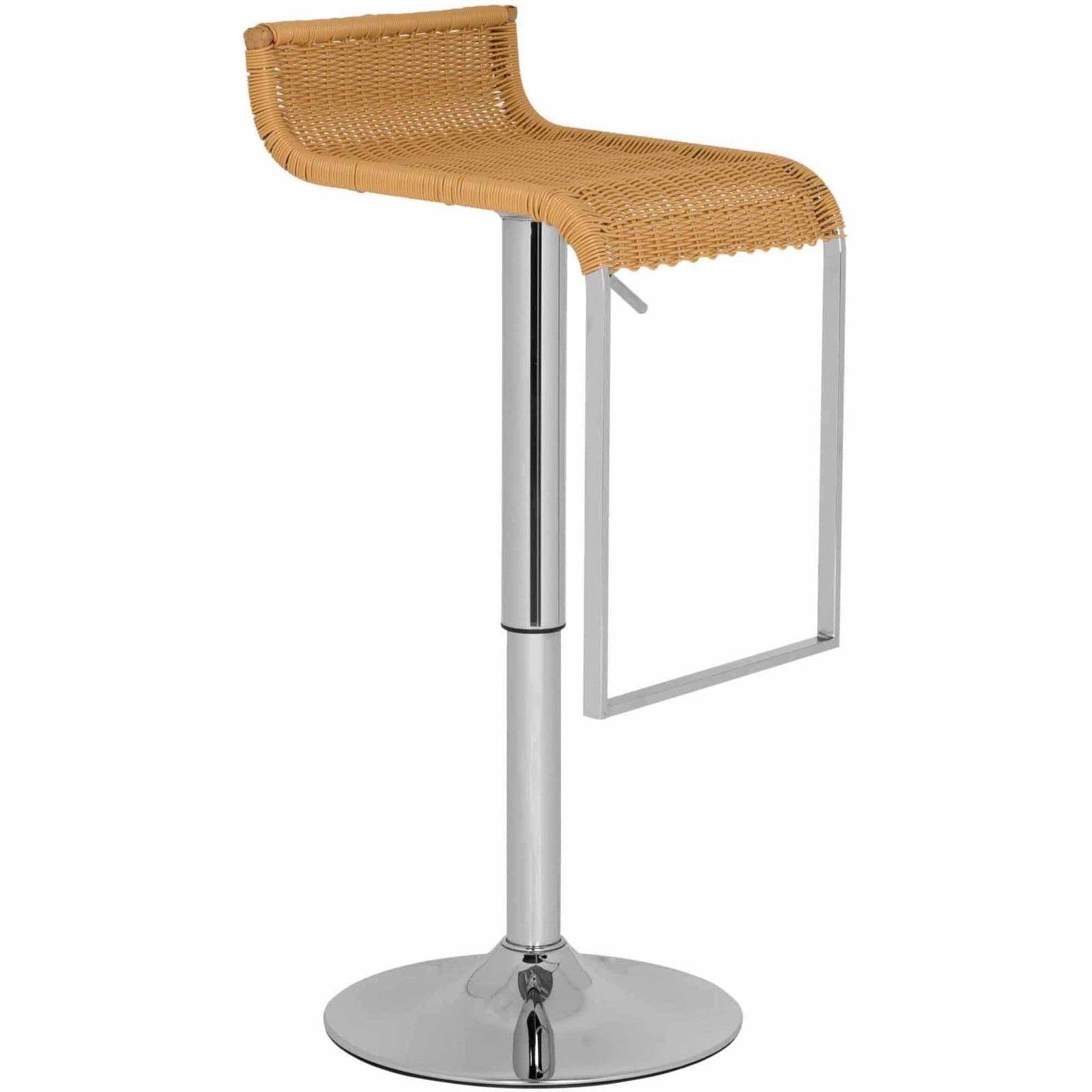 Chrome Steel Barstool with Natural Wicker J447