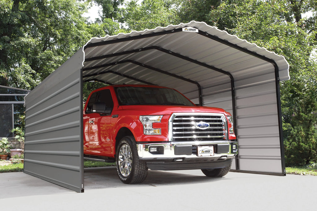 Galvanized Steel Carport Kit, 12' x 20' x 7', Charcoal X3591