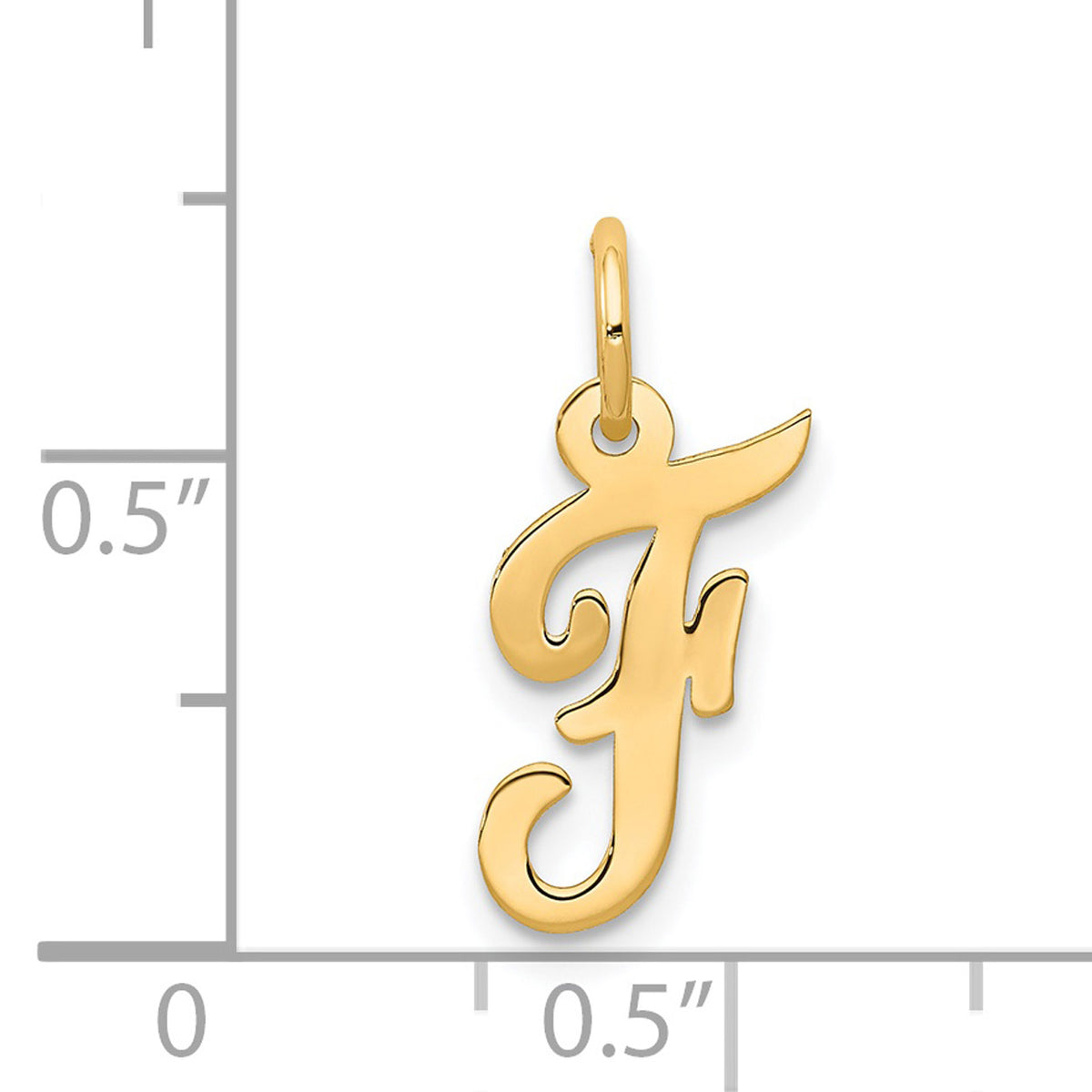 14K Yellow Gold Script Letter F Initial Pendant Charm With 10K Yellow Gold Rope Chain Necklace 20'' J5412