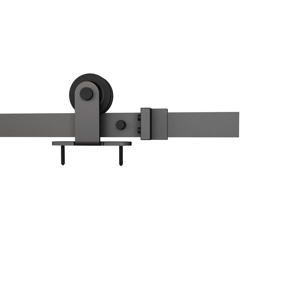 3/4 Lite Clear Glass Black Metal Finish Sliding Barn Door with Hardware Kit B11223