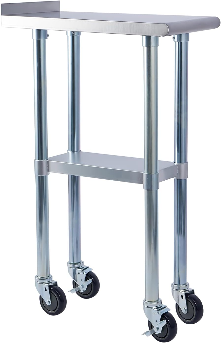 Stainless Steel 24 x 60 Inches Worktable with Backsplash and Adjustable Shelf Y11392