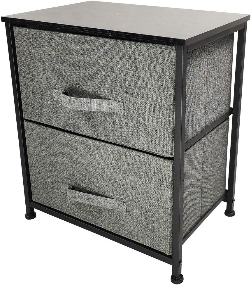 Gray 2 Drawer Fabric Storage Dresser V4702