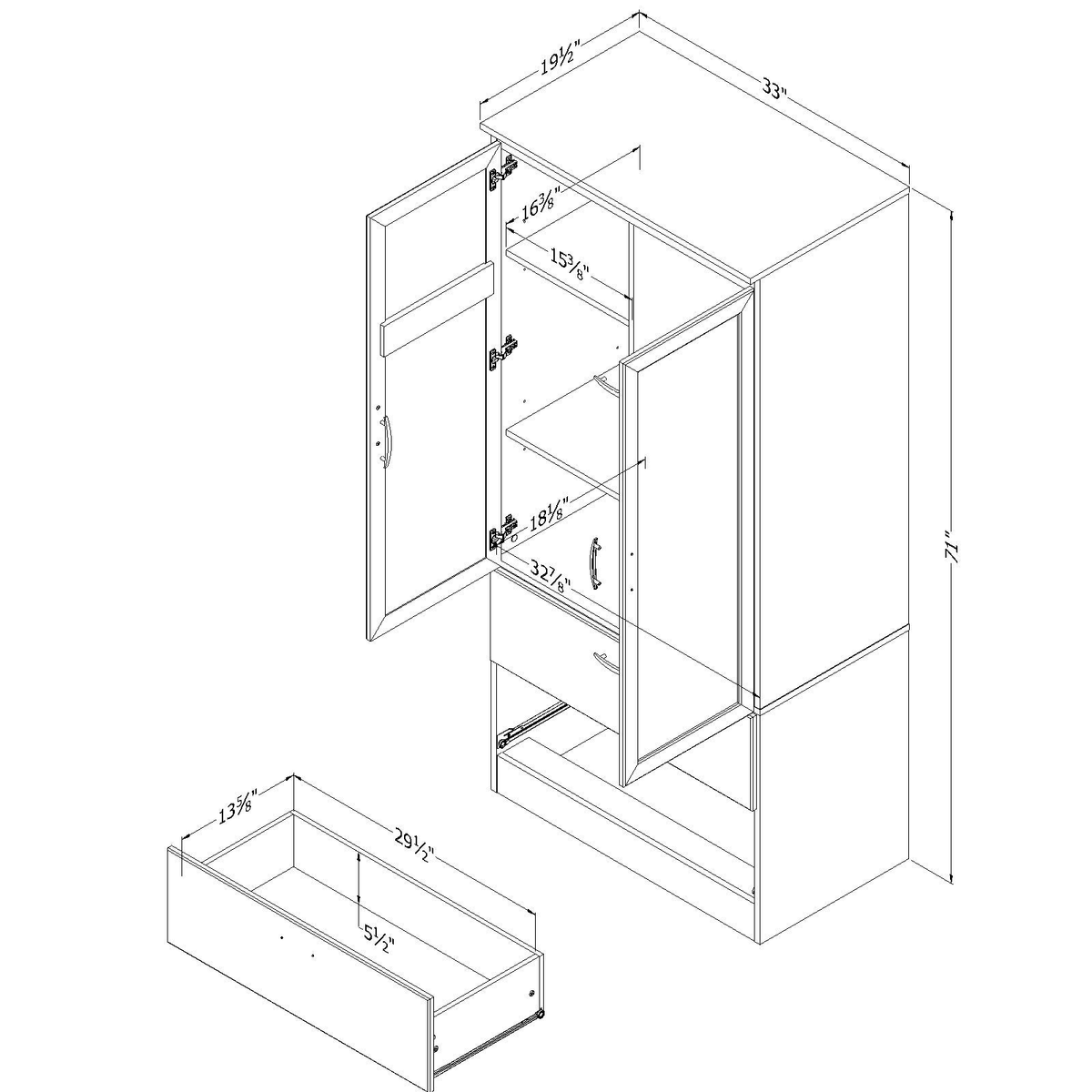 Gray Oak Wardrobe Armoire V425552