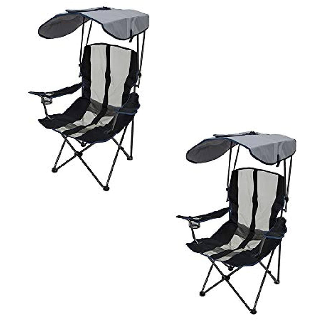 Navy Portable Camping Folding Chair with Canopy 2 Pack H4750