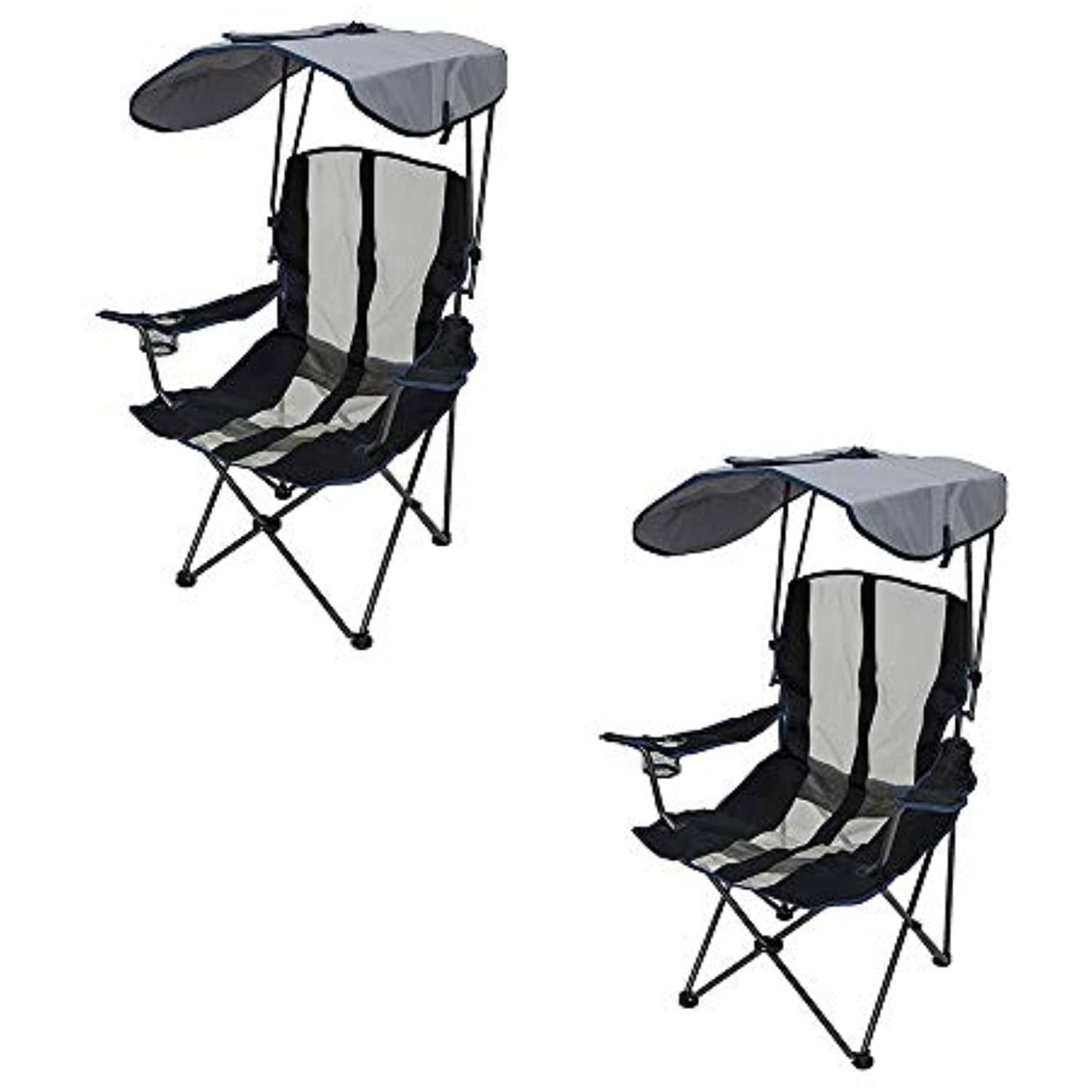 Navy Portable Camping Folding Chair with Canopy 2 Pack H4750