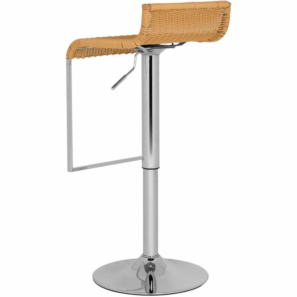Chrome Steel Barstool with Natural Wicker J447