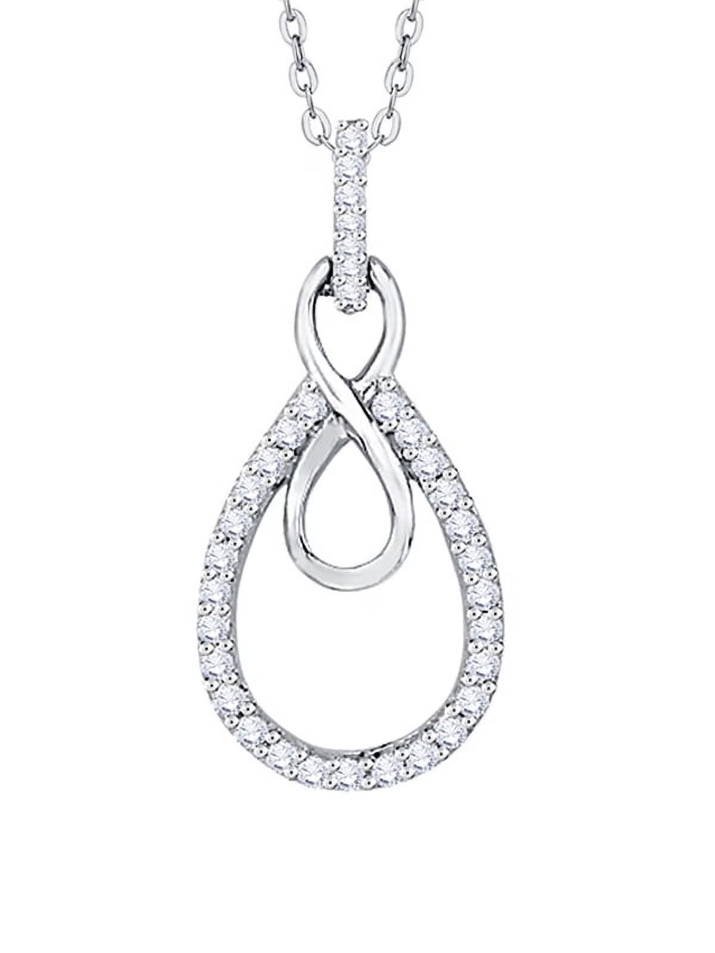14K White Gold Diamond Infinity Pendant Necklace Q701