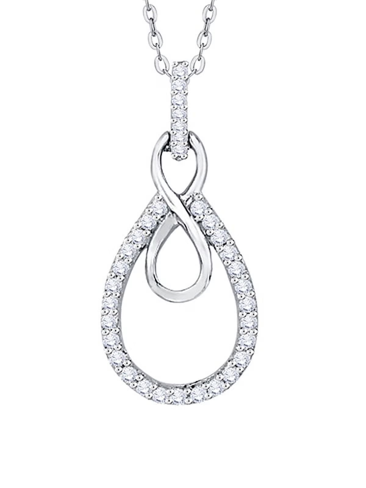 14K White Gold Diamond Infinity Pendant Necklace Q701