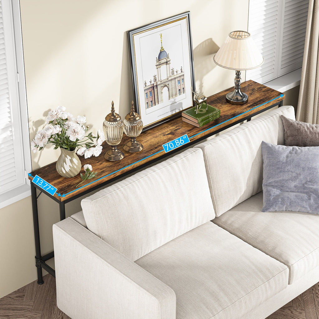 Rustic Wood Finish Narrow Console Table D449192