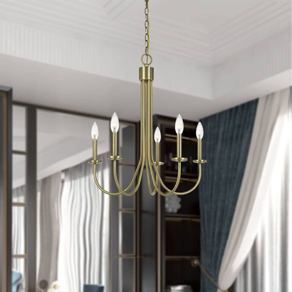 5-Light Metal Chandelier Antique Brass U77421