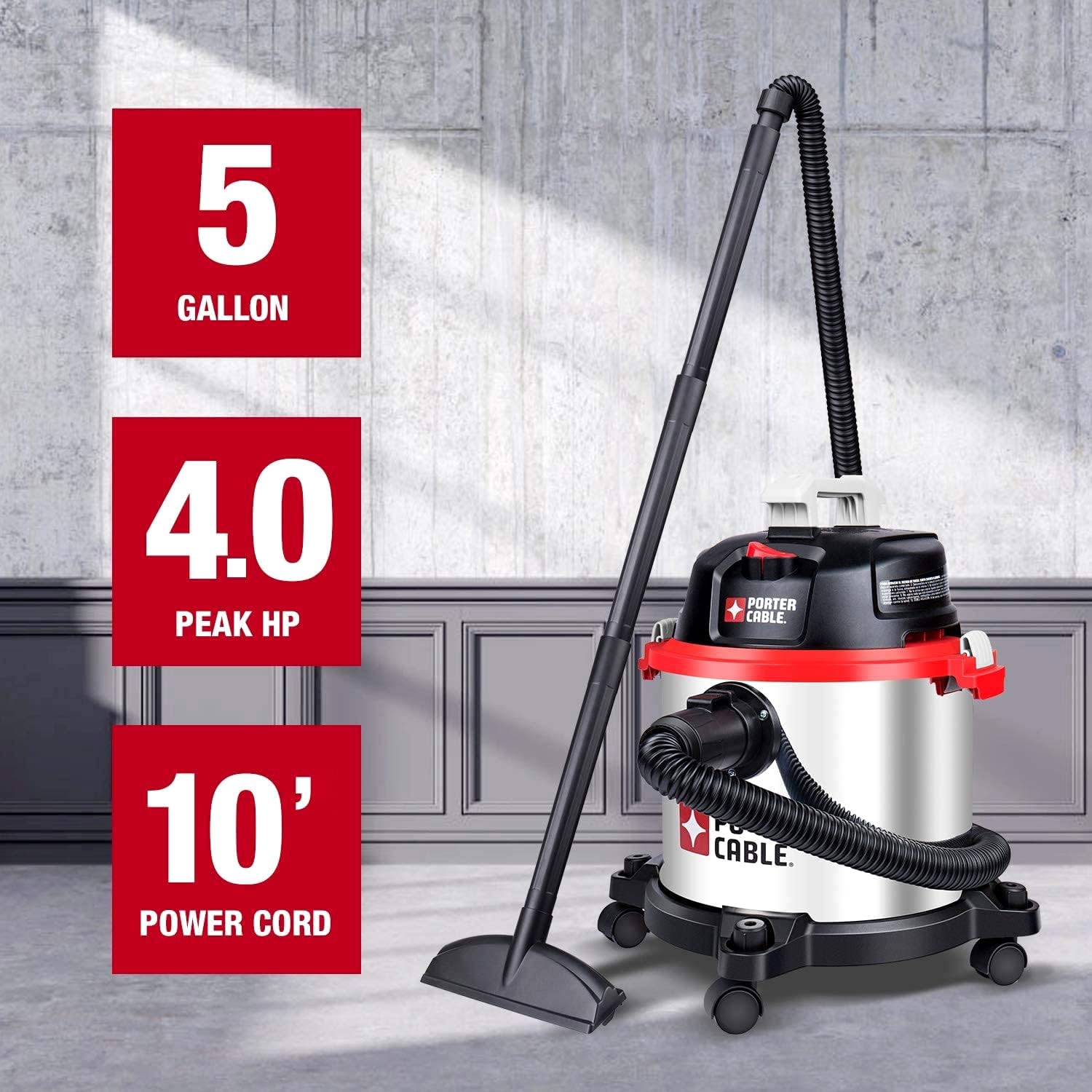 5 Gallon 4 Peak HP Stainless Steel 3 in 1 Shop Vacuum Blower P4193