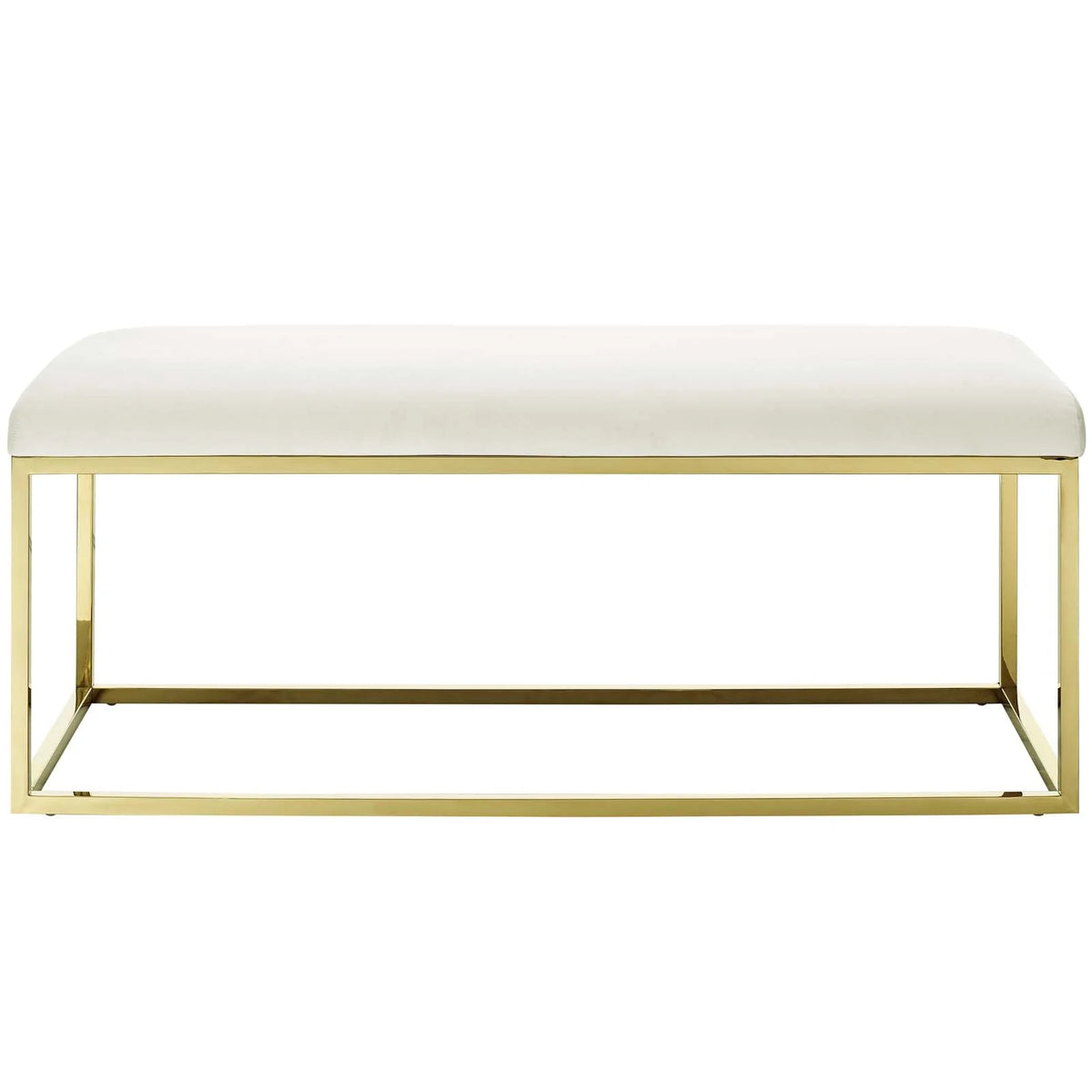 Gold Ivory Velvet Accent Chair Bench F85148