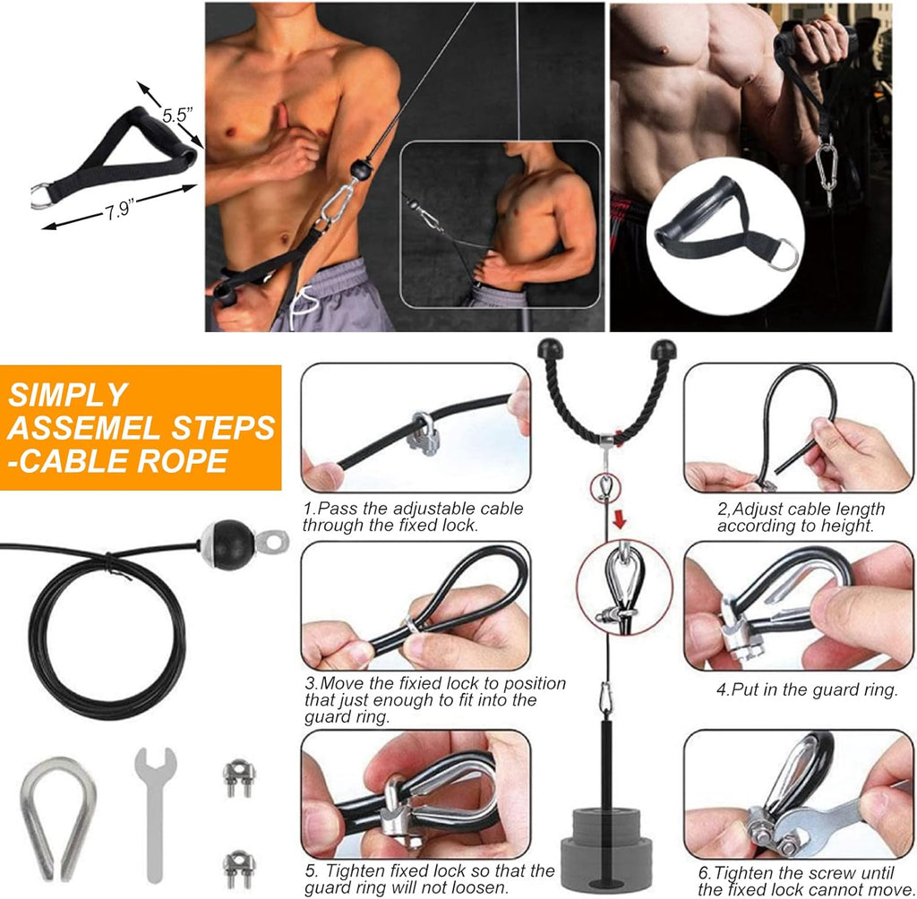 Cable Pulley System Attachments for Gym, LAT Pull Down, Biceps Curl, Triceps Exercise, Home Gym Equipment, Pack of 2 L641720