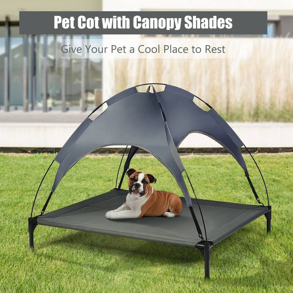 Portable Elevated Outdoor Pet Bed with Removable Canopy Shade C7016