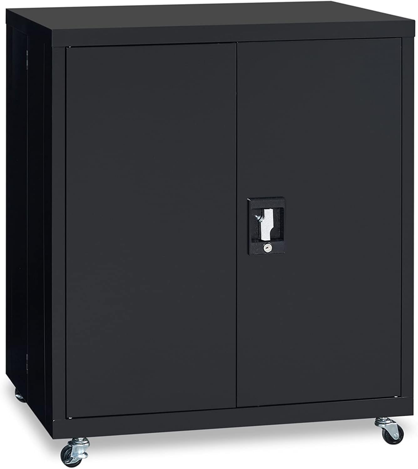 Black Metal Storage Cabinet with 4 Adjustable Shelves and 2 Locking Doors W597