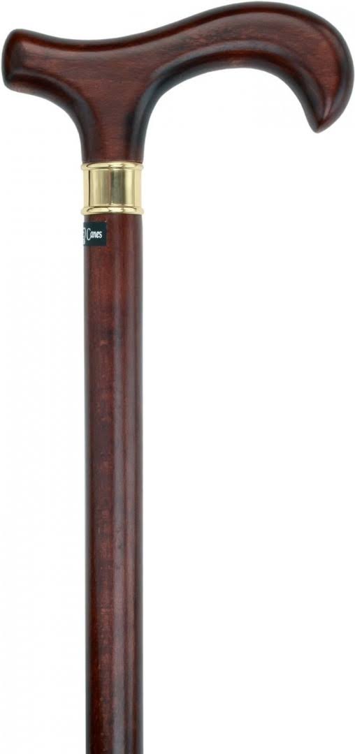 Brown Derby Walking Cane with Beechwood Shaft and Brass Collar Q55465