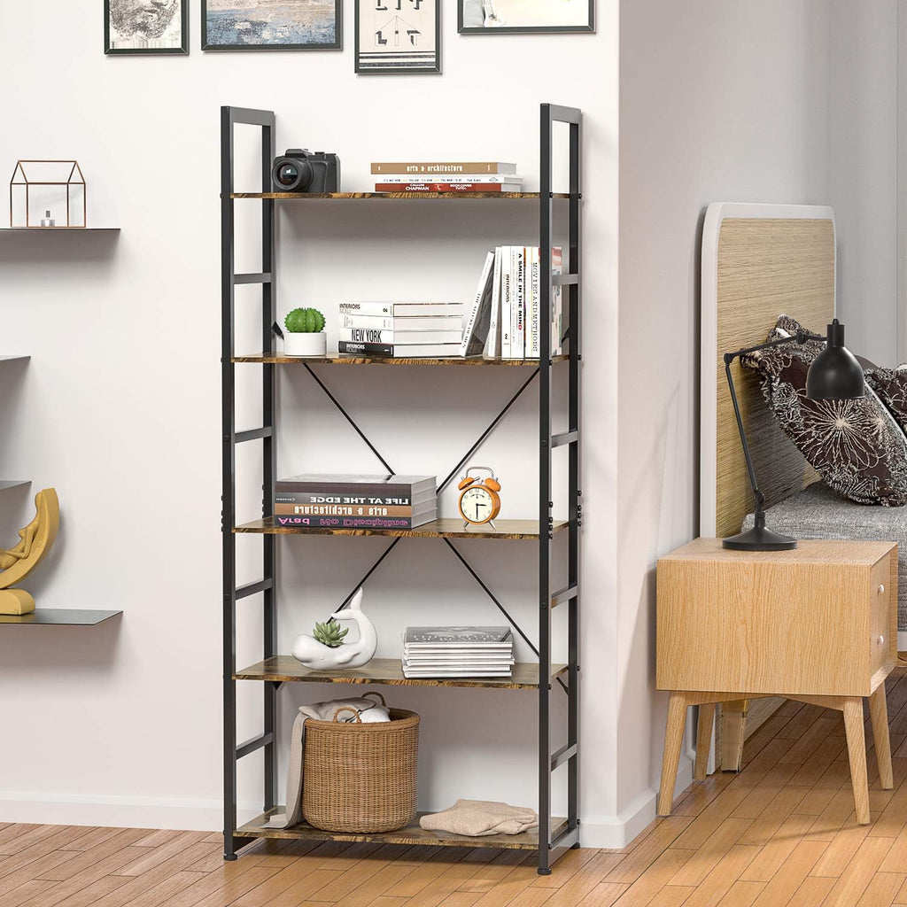Black 4 Tier Wooden and Metal Bookshelf N926142