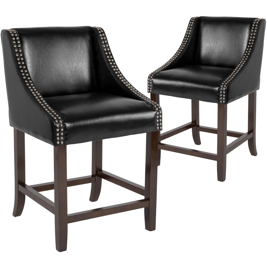 Black Faux Leather Counter Stool Set of 2 F683674