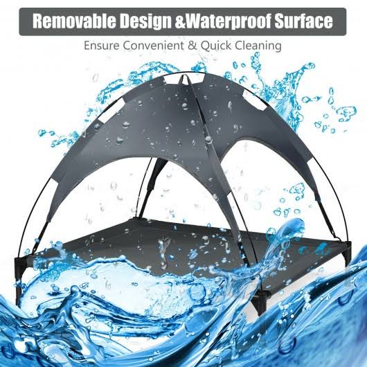 Portable Elevated Outdoor Pet Bed with Removable Canopy Shade C7016
