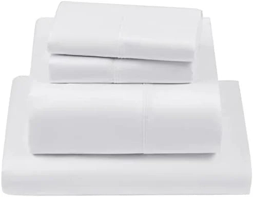 King Size 4 Piece Cotton Sheets Set, White Z35334