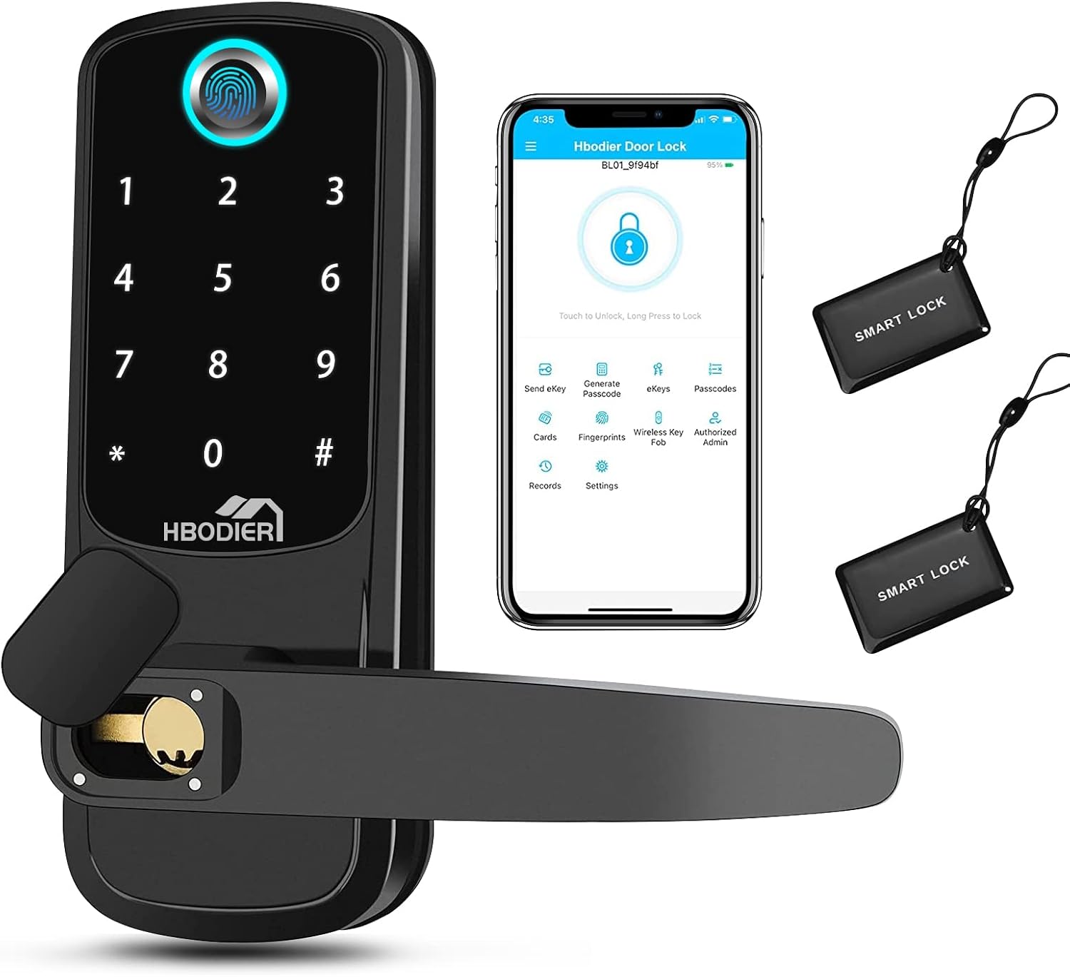 Keyless Entry Smart Door Lock with Keypad, Black E886676