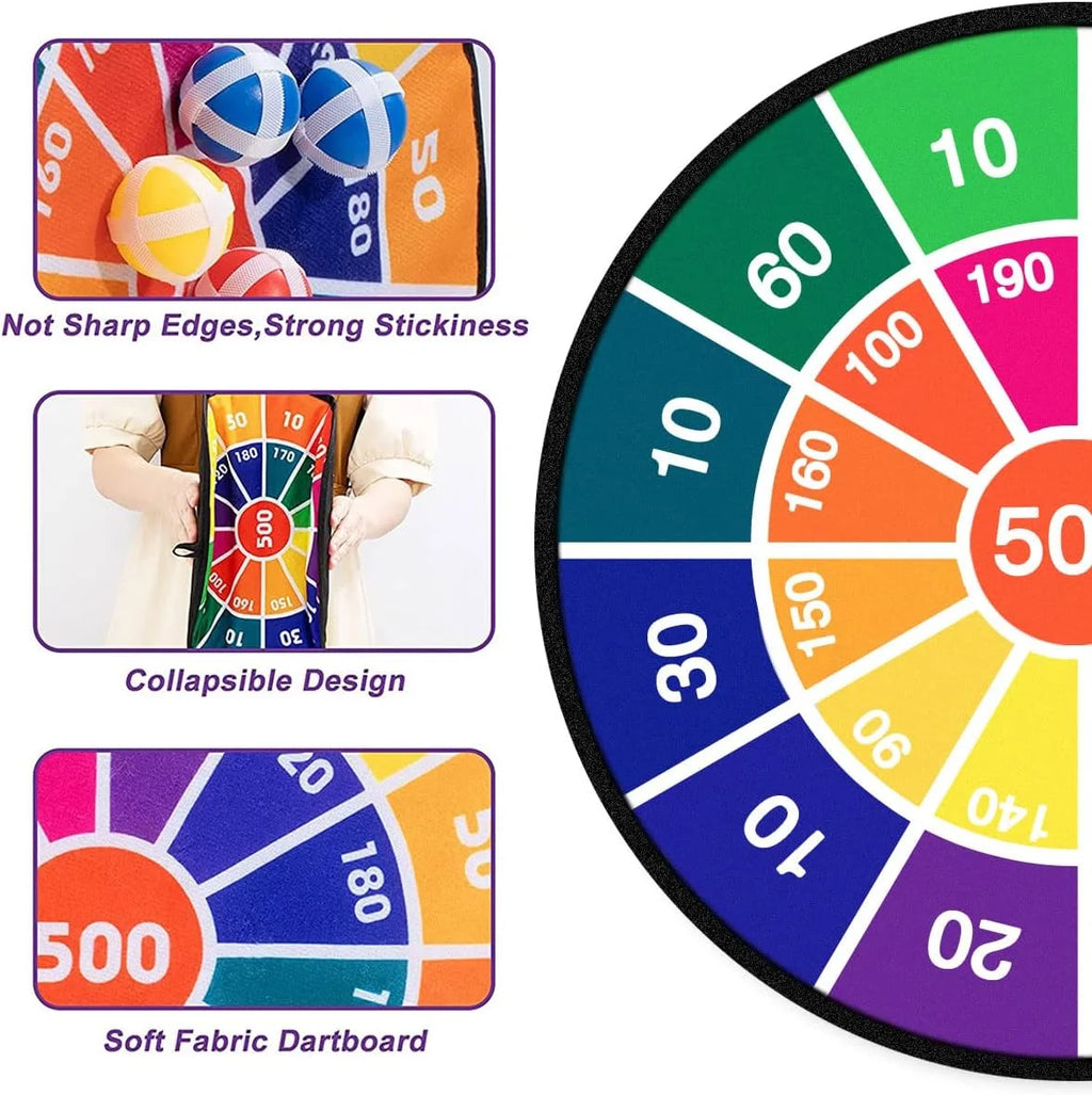Kids Double-Sided Dartboard Set with 16 Sticky Balls, 28.3 Inches C4605