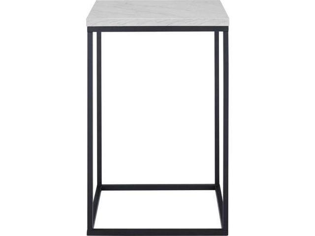 Faux White Marble Black Open Sided End Table L91267
