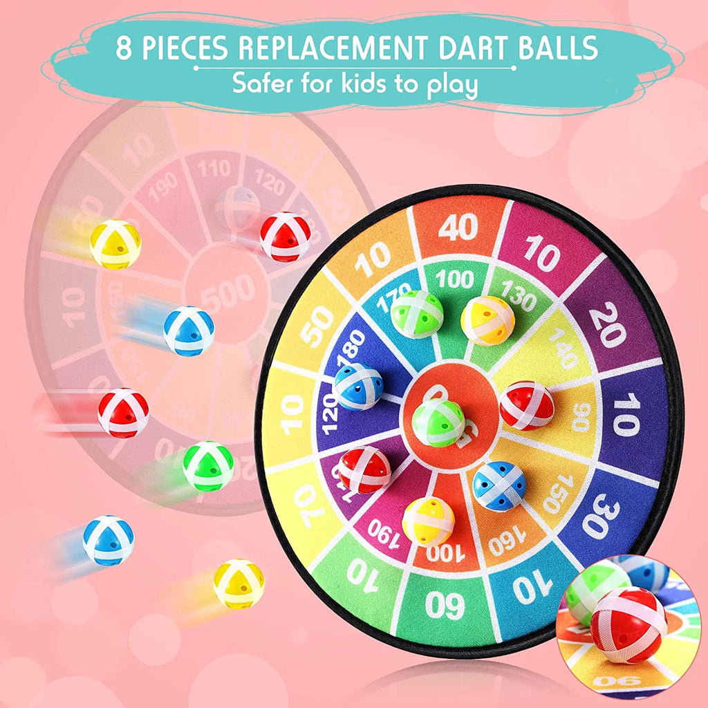 Kids Double-Sided Dartboard Set with 16 Sticky Balls, 28.3 Inches C4605