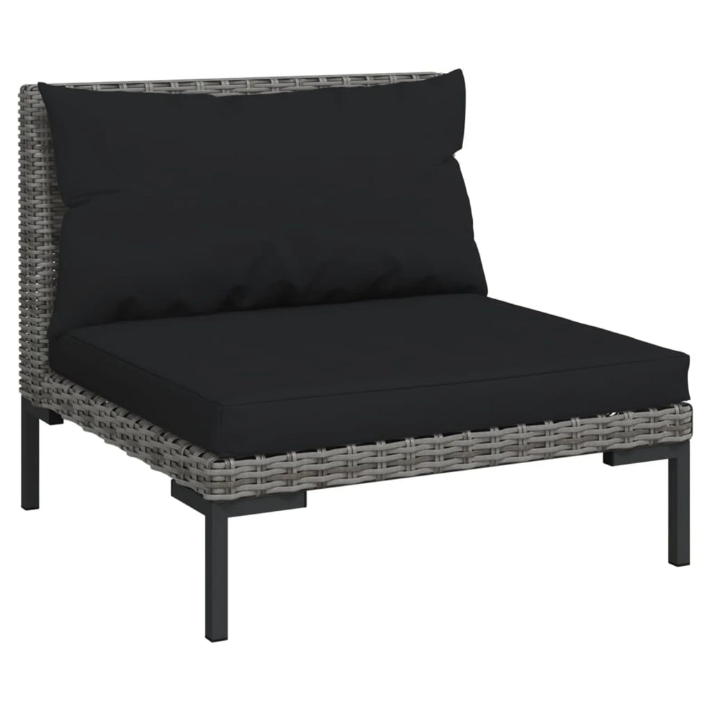 10 Piece Patio Set with Cushions Poly Rattan Dark Gray H505