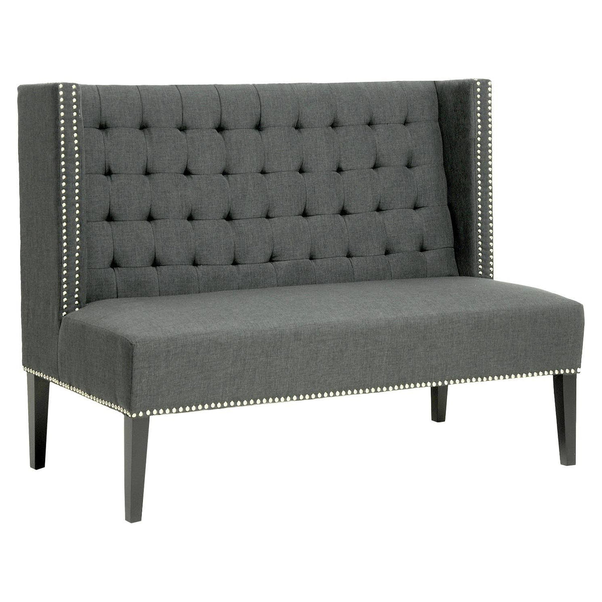 Gray Linen Banquette Bench L350862