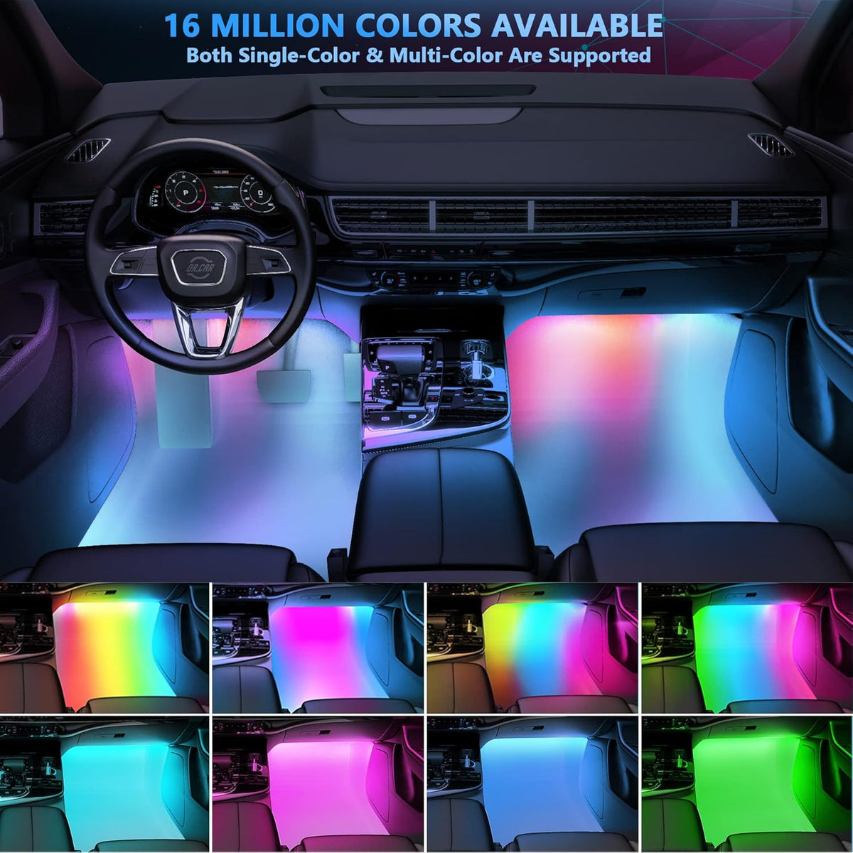 RGBIC Car LED Lights with APP & Remote Control, 72 LED Lights, DC 12V B89820
