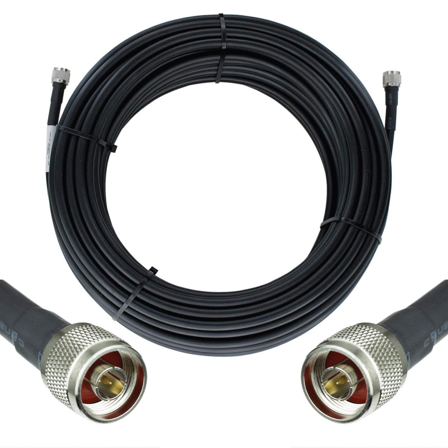 Heavy Duty Ultra Low Loss 50ohm Coaxial Cable 100ft N Male to N Male Black K55452
