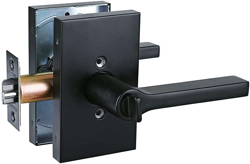 Matte Black Keyed Entry Door Handle Set J397