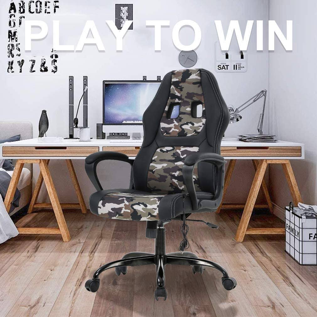 Camo Racing Gaming Chair with Lumbar Support Headrest Armrest J6537