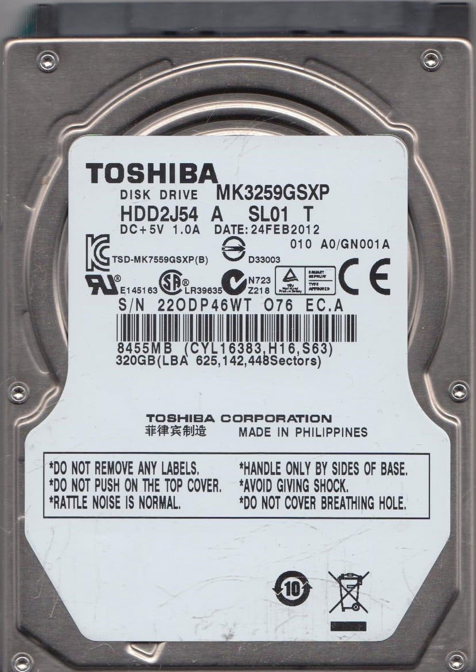 320GB SATA 2.5 Hard Drive C955960