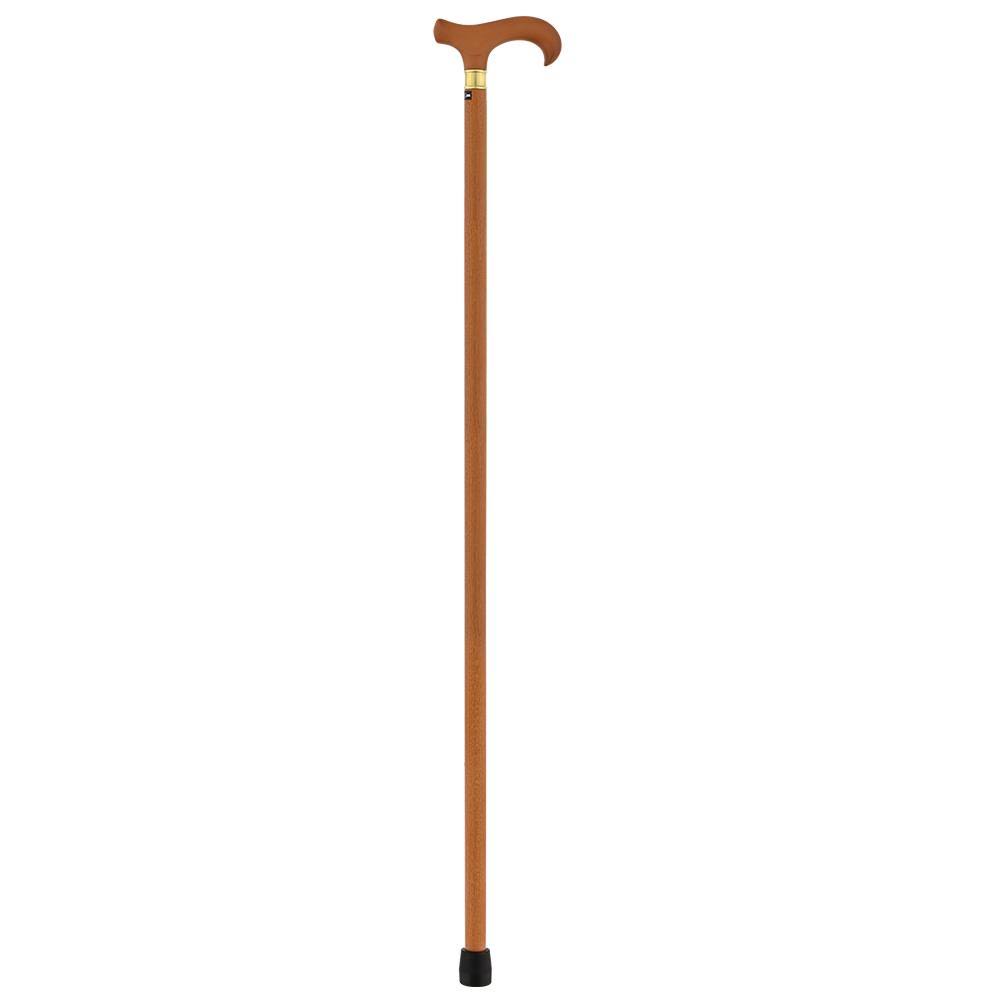 Brown Derby Walking Cane with Beechwood Shaft and Brass Collar Q55465