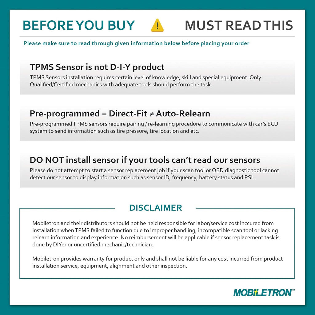 TPMS Tire Pressure Sensor 4-Pack F268736