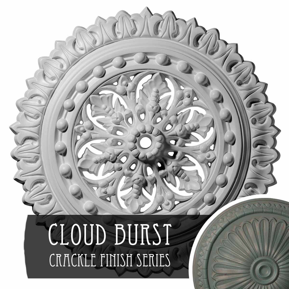 18 1/2 inchod x 7/8 inchid x 1 1/2 inchp Hand-Painted Cloud Burst Ceiling Medallion F63315