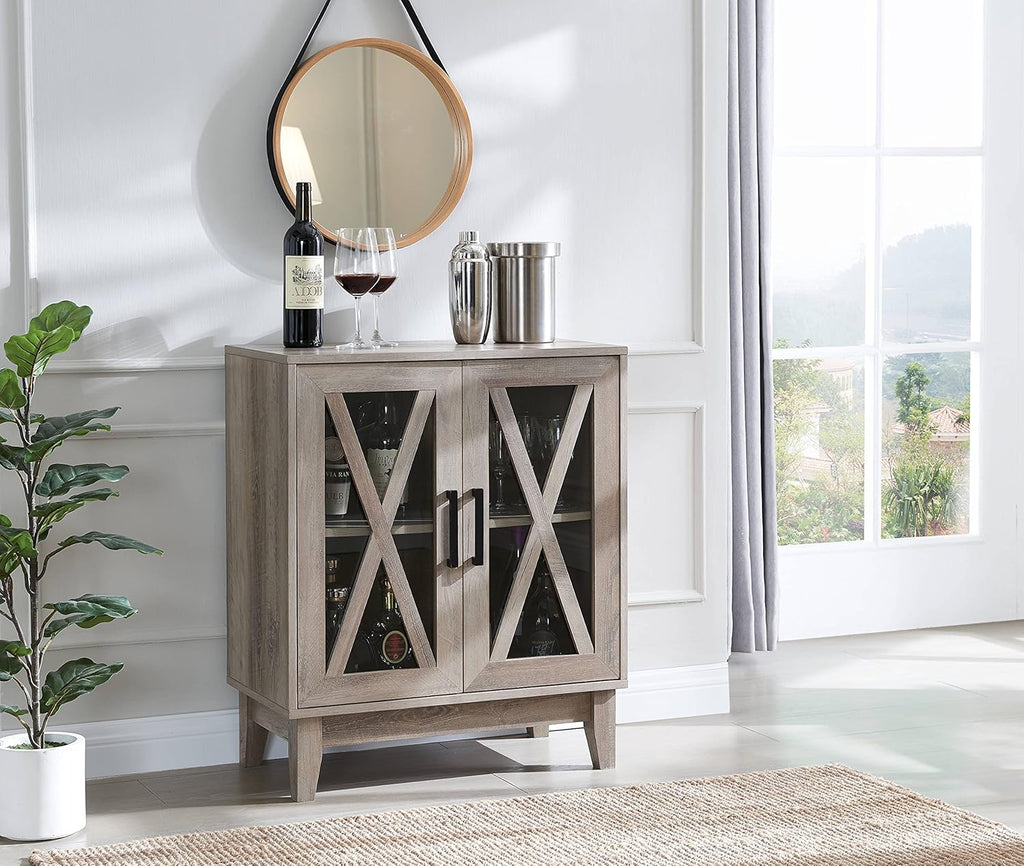 Grey Wash Sideboard with Glass Doors L540