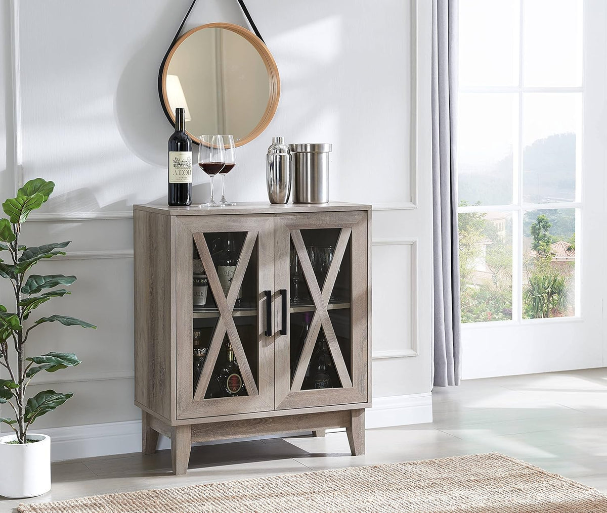 Grey Wash Sideboard with Glass Doors L540